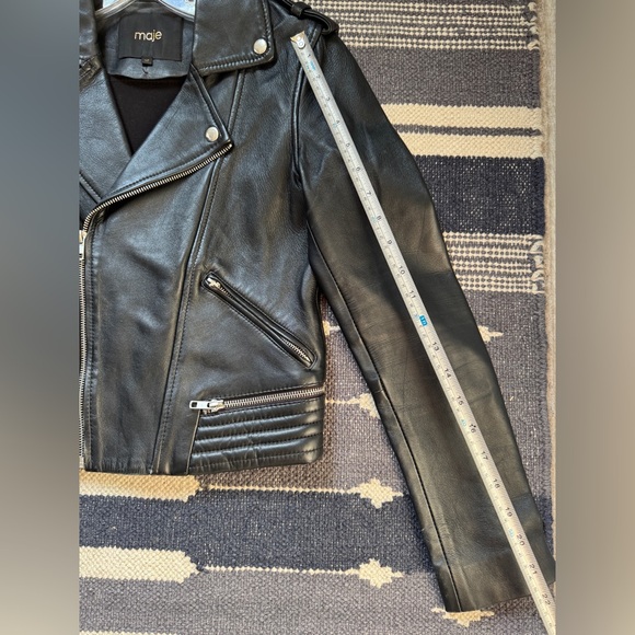 Stunning 100% Leather Maje Biker Jacket Sz 36 - Picture 16 of 16